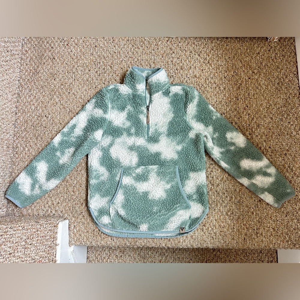 Cozy Green and White Sherpa Pullover